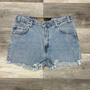 Vintage 90s Levis Silver Tab Lean Blue Womens 32" High Rise Cutoff Shorts‎ USA
